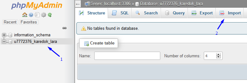 impor database